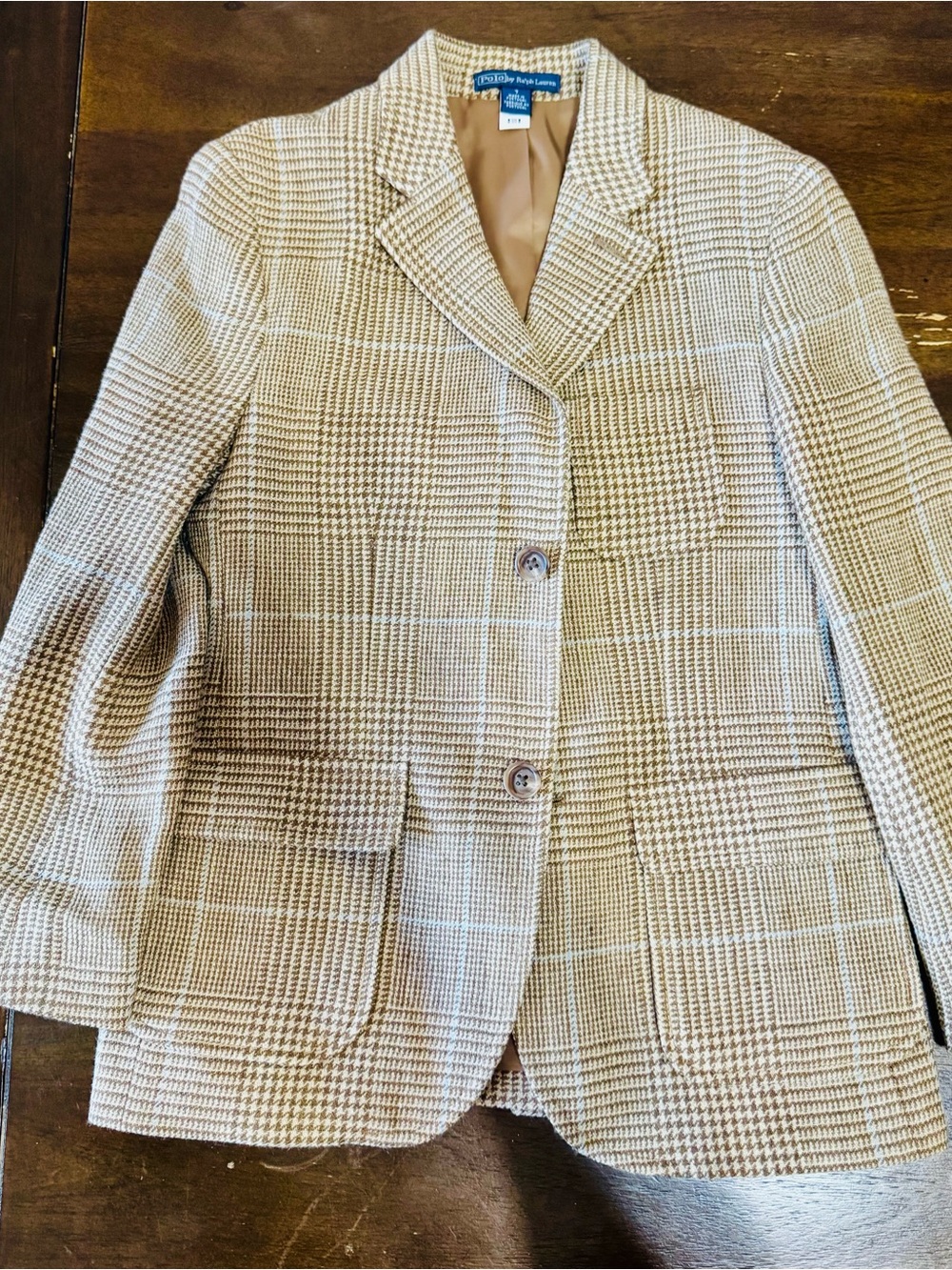 Polo by Ralph Lauren Tan & Cream Glen Plaid Tailored Blazer